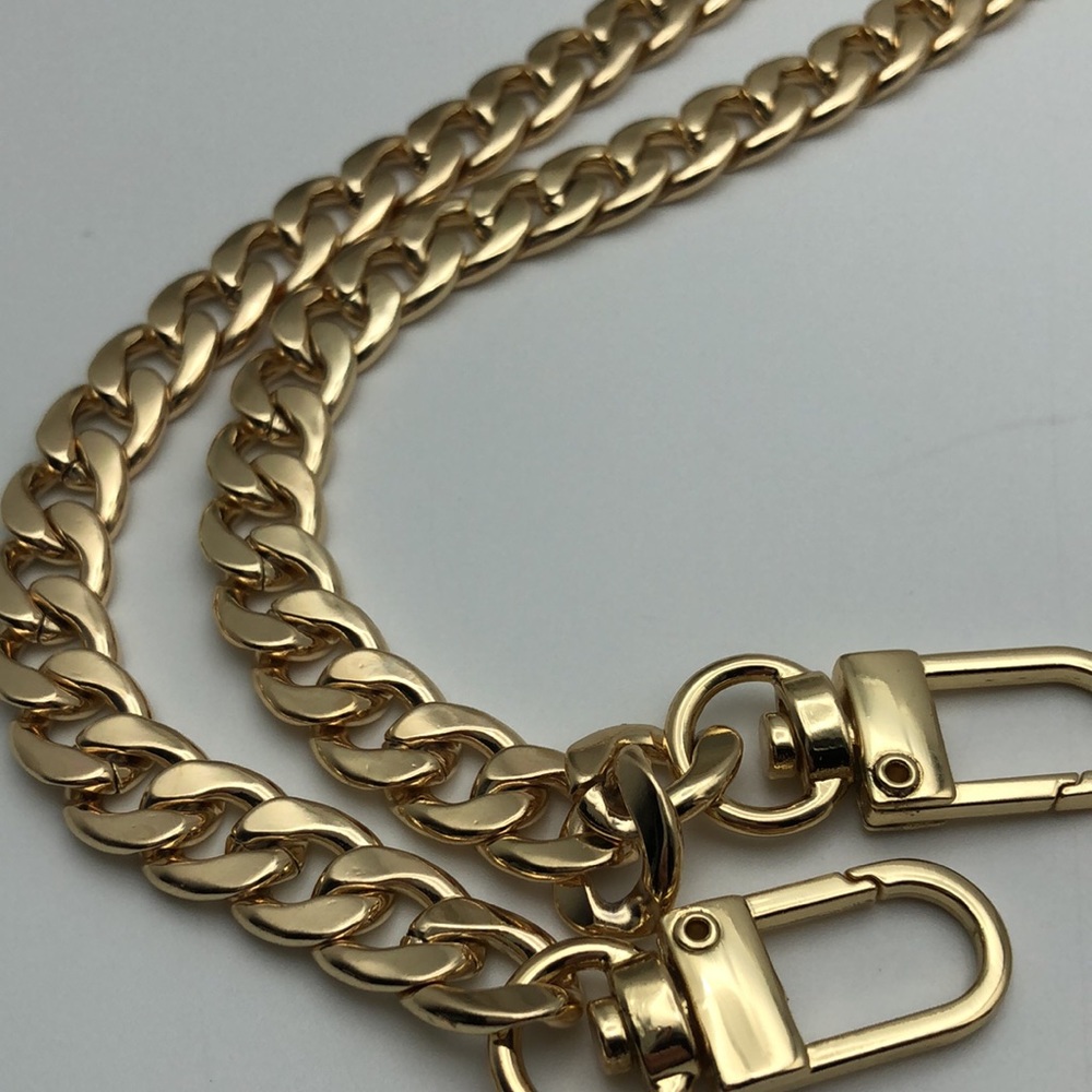 Gold Chain - Iron Flat Gold Chain Replacement Purse Straps Shoulder or Crossbody - Picture 7 of 7